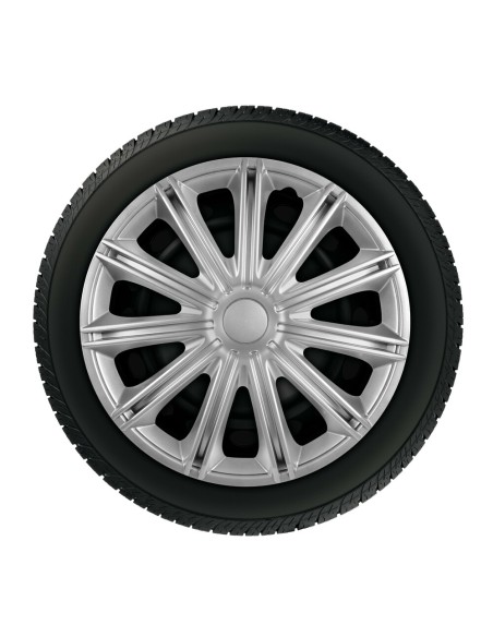 Set 4 copricerchi universali Nero silver in ABS 14 