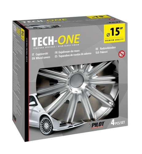 Set 4 copricerchi universali Nero silver in ABS 15 