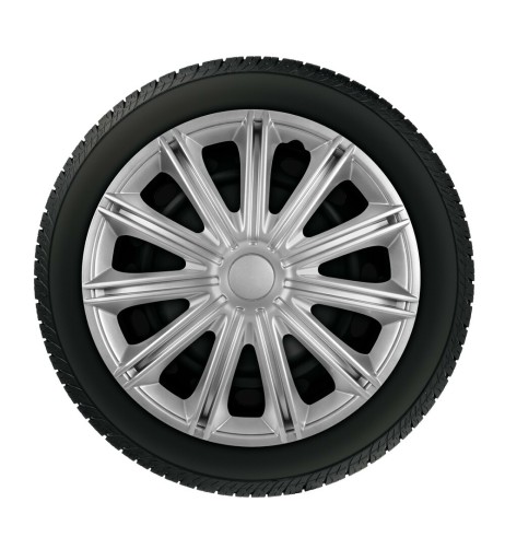 Set 4 copricerchi universali Nero silver in ABS 15 