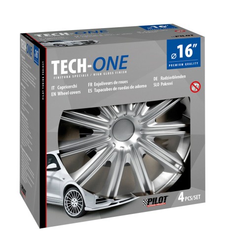 Set 4 copricerchi universali Nero silver in ABS 16