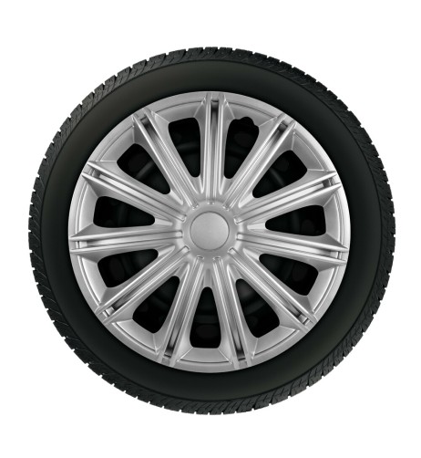 Set 4 copricerchi universali Nero silver in ABS 16