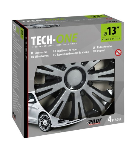 Set 4 copricerchi universali Avera Silver Black in ABS 13 