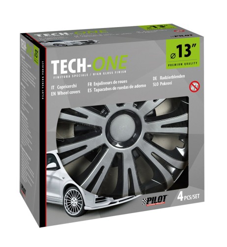 Set 4 copricerchi universali Avera Silver Black in ABS 13