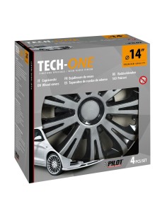 Set 4 copricerchi universali Avera Silver Black in ABS 14  2
