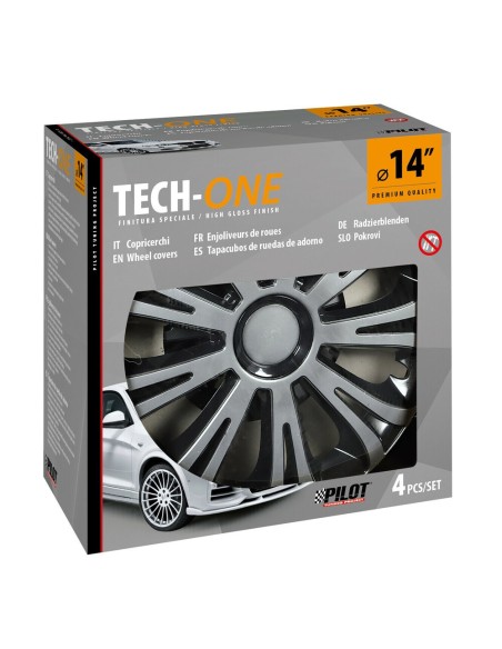 Set 4 copricerchi universali Avera Silver Black in ABS 14 
