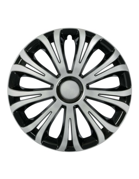 Set 4 copricerchi universali Avera Silver Black in ABS 15  Set 4 copricerchi universali Avera Silver Black in ABS 15