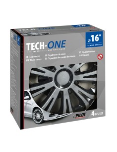 Set 4 copricerchi universali Avera Silver Black in ABS 16  2