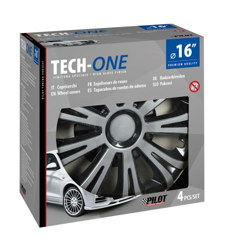 Set 4 copricerchi universali Avera Silver Black in ABS 16