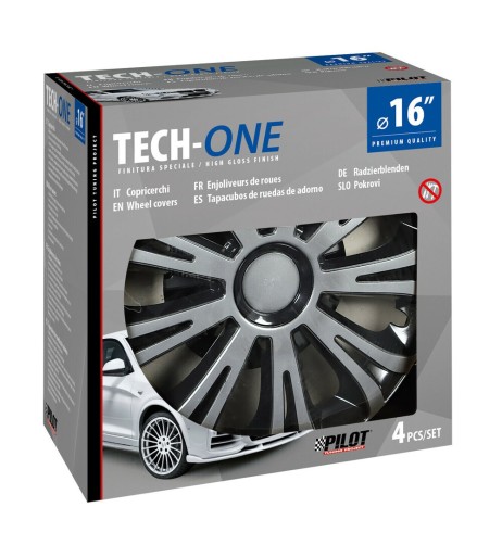 Set 4 copricerchi universali Avera Silver Black in ABS 16 