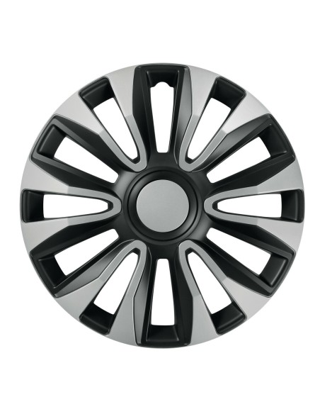 Set 4 copricerchi universali Avalone Silver Black in ABS 14  Set 4 copricerchi universali Avalone Silver Black in ABS 14