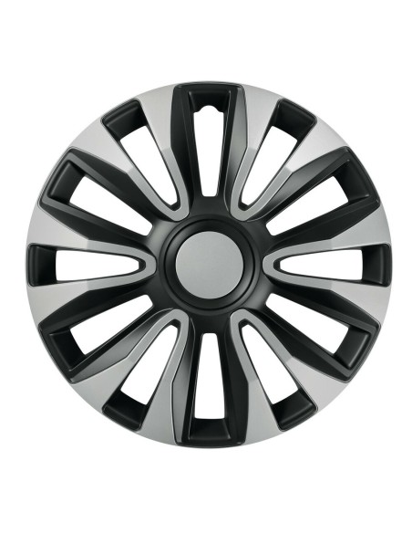 Set 4 copricerchi universali Avalone Silver Black in ABS 15  Set 4 copricerchi universali Avalone Silver Black in ABS 15