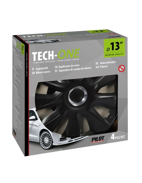 Set 4 copricerchi universali Stratos RC Black in ABS 13  Set 4 copricerchi universali Stratos RC Black in ABS 13