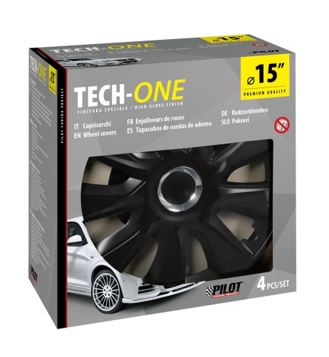 Set 4 copricerchi universali Stratos RC Black in ABS 15