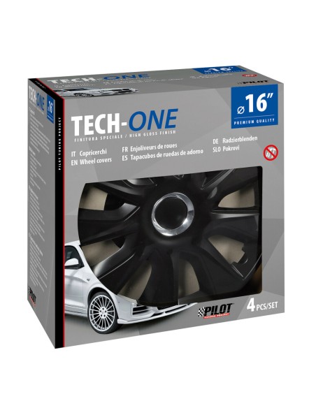 Set 4 copricerchi universali Stratos RC Black in ABS 16  Set 4 copricerchi universali Stratos RC Black in ABS 16
