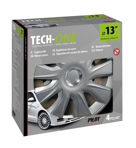 Set 4 copricerchi universali Stratos RC Silver in ABS 13 