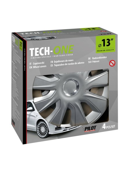Set 4 copricerchi universali Stratos RC Silver in ABS 13  Set 4 copricerchi universali Stratos RC Silver in ABS 13