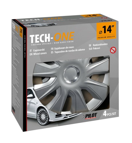 Set 4 copricerchi universali Stratos RC Silver in ABS 14