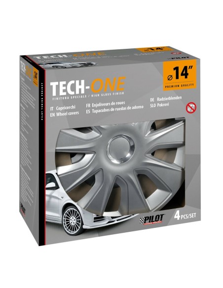 Set 4 copricerchi universali Stratos RC Silver in ABS 14 