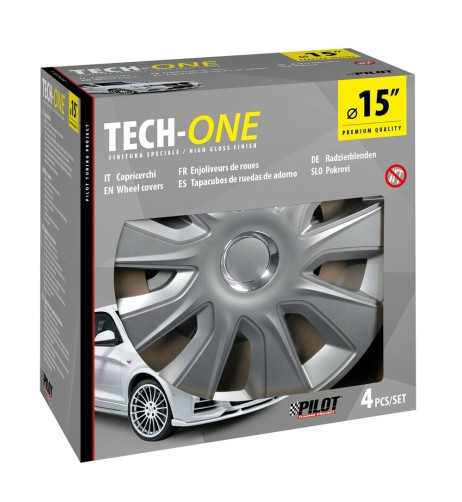 Set 4 copricerchi universali Stratos RC Silver in ABS 15 