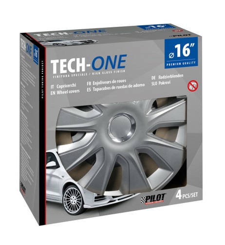 Set 4 copricerchi universali Stratos RC Silver in ABS 16