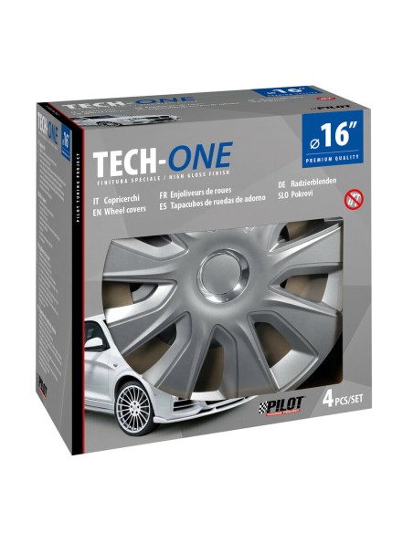 Set 4 copricerchi universali Stratos RC Silver in ABS 16  Set 4 copricerchi universali Stratos RC Silver in ABS 16