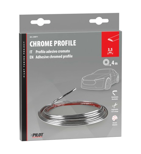 Profilo adesivo cromato auto 4 metri larghezza 3 5mm