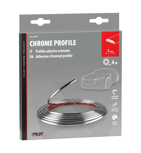 Profilo adesivo cromato auto 4 metri larghezza 7mm