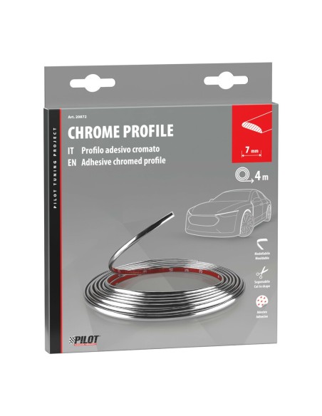 Profilo adesivo cromato auto 4 metri larghezza 7mm