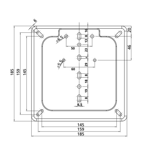 Porta targa in acciaio inox Cromo 185x185mm