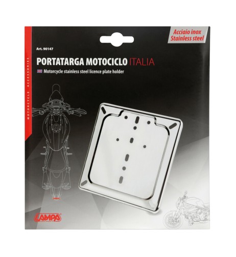 Porta targa in acciaio inox Cromo 185x185mm