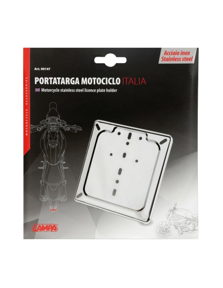 Porta targa in acciaio inox Cromo 185x185mm