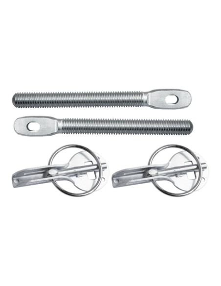 Kit 2 ganci cofano rapidi cofano universali colore inox Kit 2 ganci cofano rapidi cofano universali colore inox