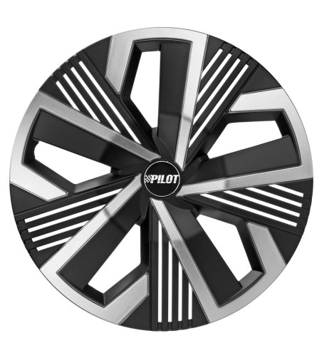 Set 4 copricerchi universali Blade Runner Nero Argento in ABS 14 