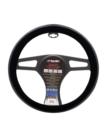 Coprivolante auto diametro 37 39cm velluto nero e carbon look Simoni Racing