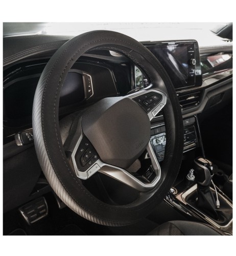Coprivolante auto diametro 37 39cm velluto nero e carbon look Simoni Racing
