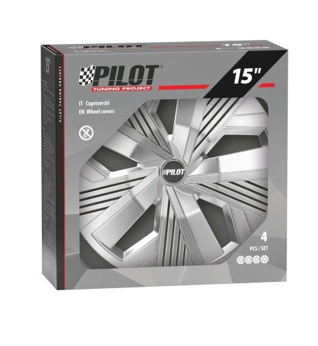 Set 4 copricerchi universali Blade Runner Argento in ABS 15 