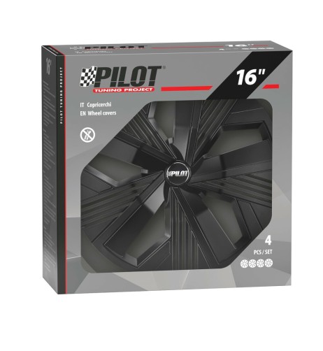 Set 4 copricerchi universali Blade Runner Nero in ABS 16