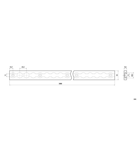Rotaia fermacarico con profilo in alluminio 3000mm