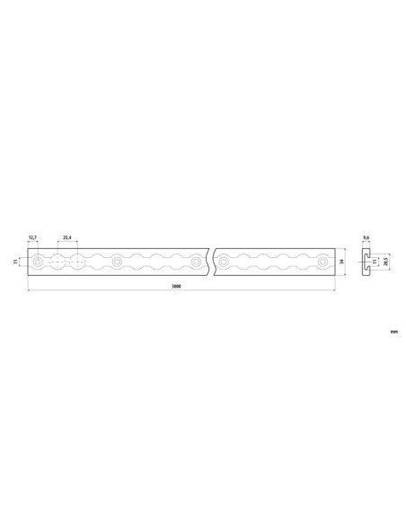 Rotaia fermacarico con profilo in alluminio 3000mm