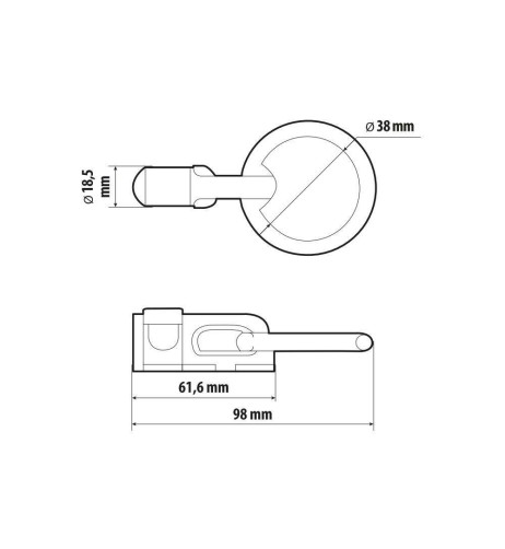 Anello di fissaggio con doppio perno per rotaie fermacarico a scorrimento T