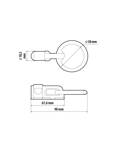 Anello di fissaggio con doppio perno per rotaie fermacarico a scorrimento T