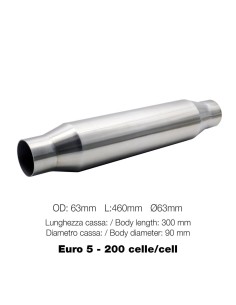 Catalizzatore 200 celle metallico Euro 5 460mm in out 63mm inox Simoni Raci 2