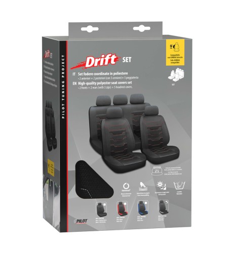 Set fodere coprisedili universali imbottiti auto Drift Nero Grigio
