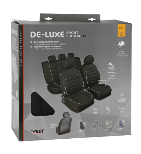 Set completo coprisedili fodere imbottiti De Luxe Sport Edition NERO