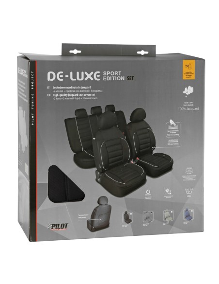 Set completo coprisedili fodere imbottiti De Luxe Sport Edition NERO