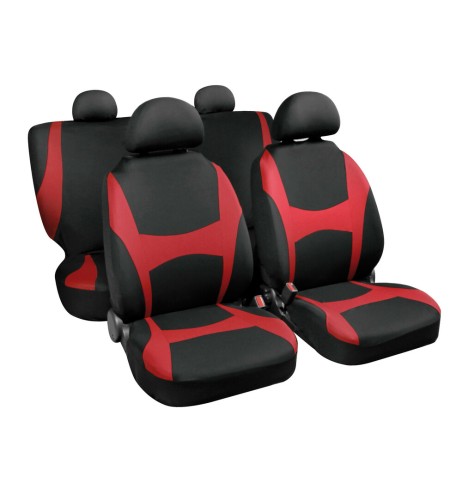 Set completo coprisedili fodere Stretch Fit Capri Nero Rosso