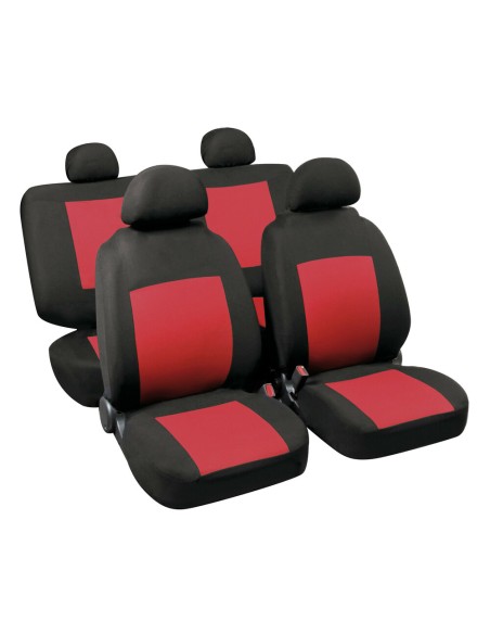 Set completo coprisedili fodere Stretch Fit Procida Nero Rosso