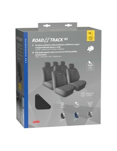 Kit completo coprisedili fodere auto universali poliestere Road Track Nero 2