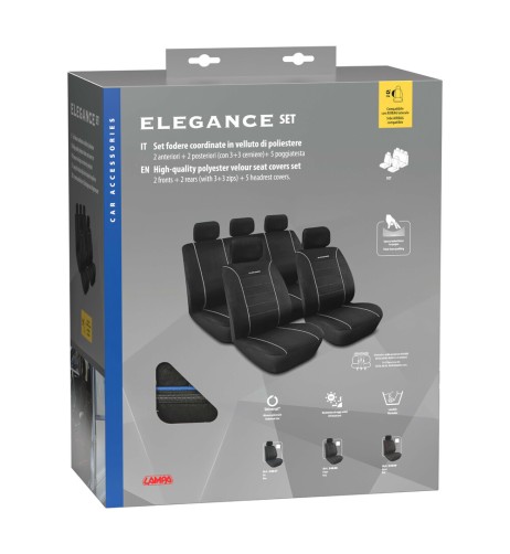 Kit completo coprisedili fodere auto universali poliestere Elegance Blu