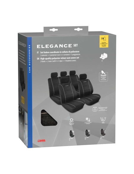 Kit completo coprisedili fodere auto universali poliestere Elegance Grigio